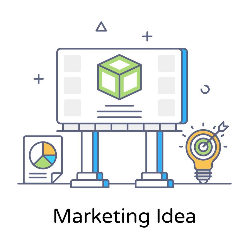 vector de contorno plano de idea de marketing, diseño editable