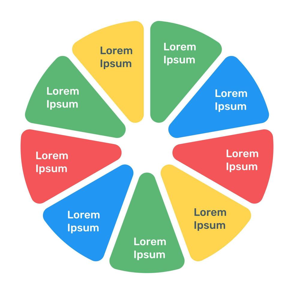 A modern infographic showing multi pie chart in flat icon vector