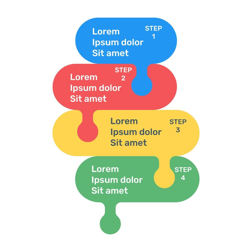 icono de infografía de etiquetas de paso en diseño plano vector