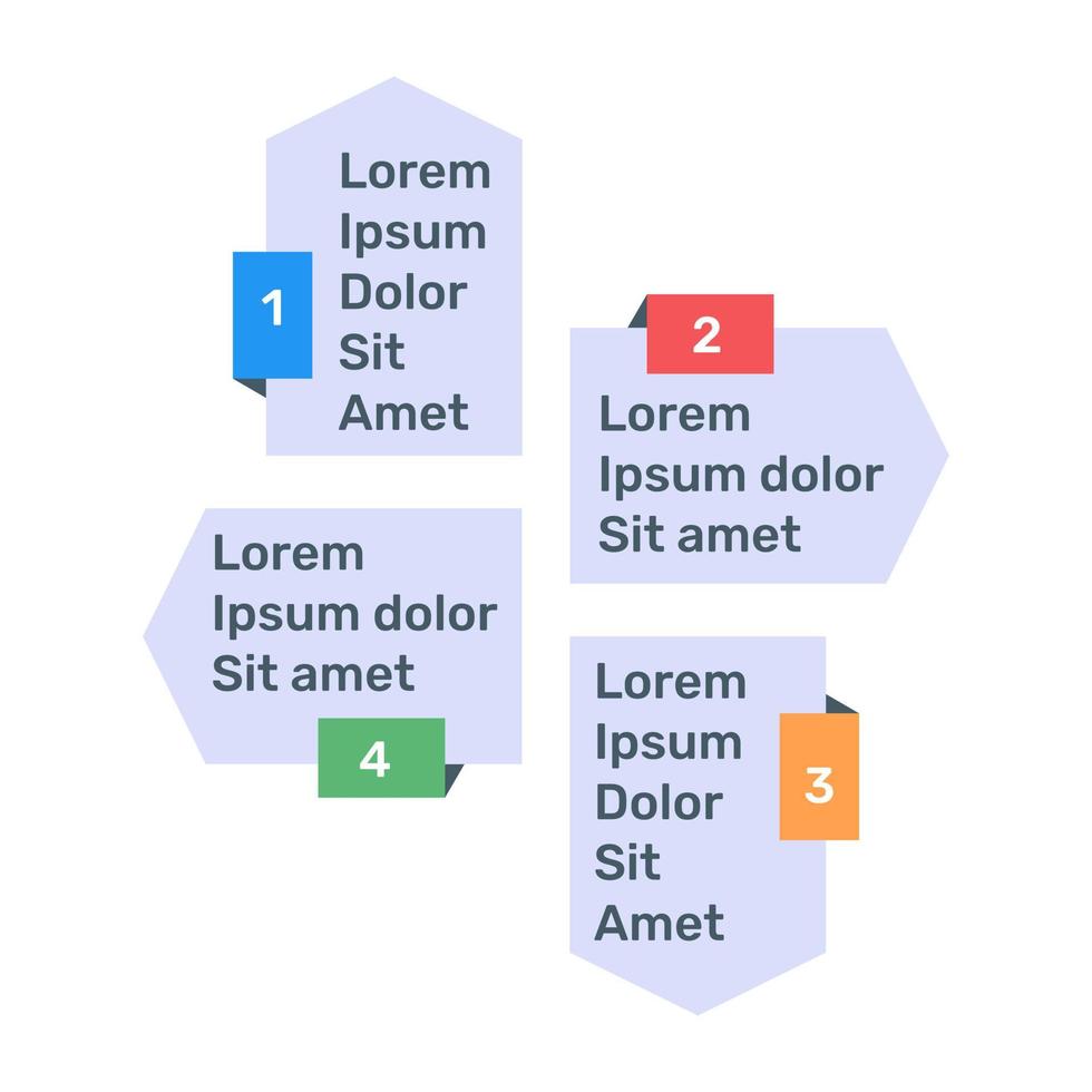 icono de infografía de etiquetas de paso en diseño plano vector