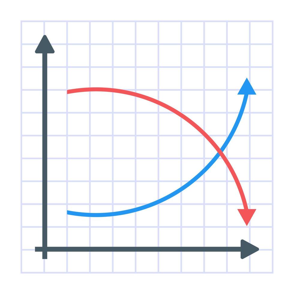 un icono plano de gráfico de líneas vector