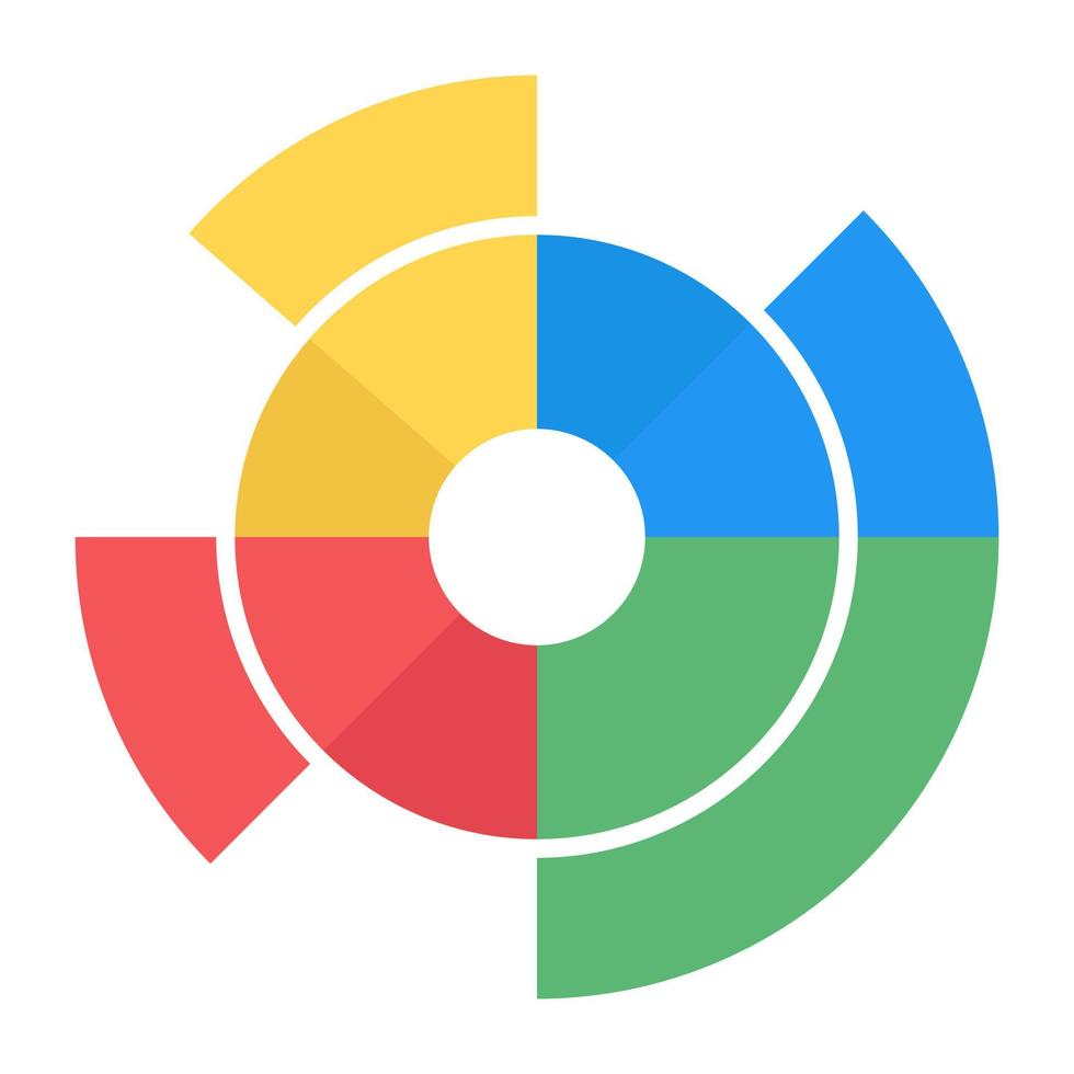 icono de gráfico de rayos de sol, diseño editable plano vector