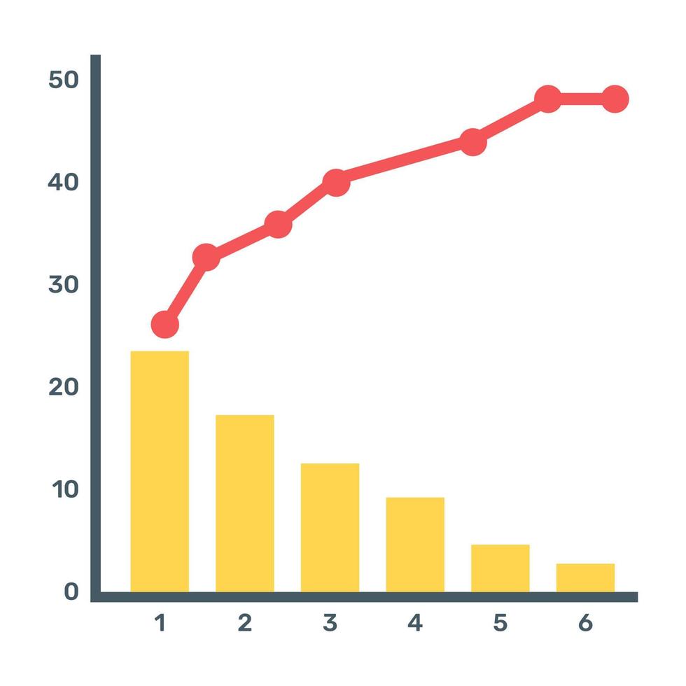 A flat editable icon of pareto analytics vector