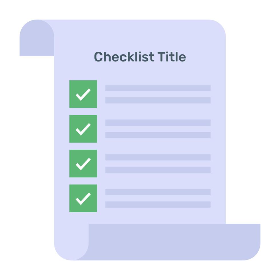 A flat vector of checklist template, editable design