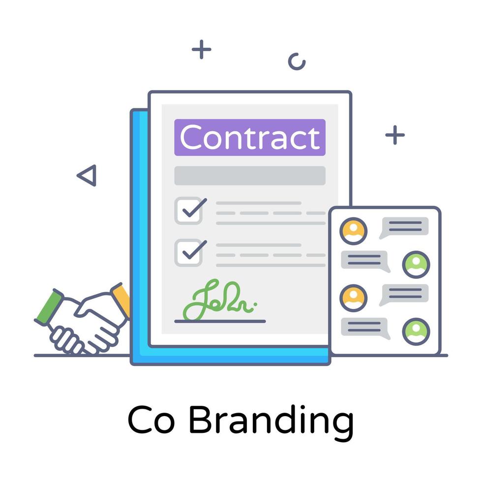 A perfect flat outline design icon of co branding vector