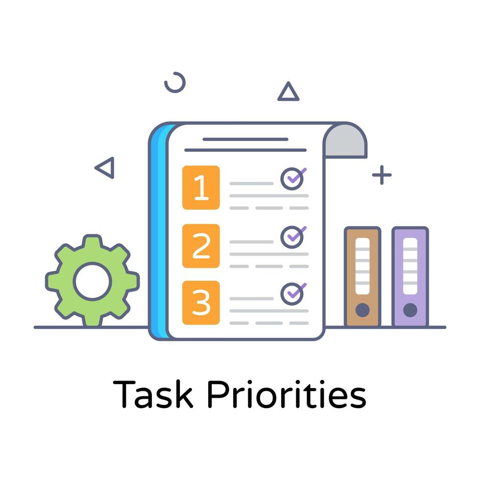 Editable flat outline design of task priorities vector