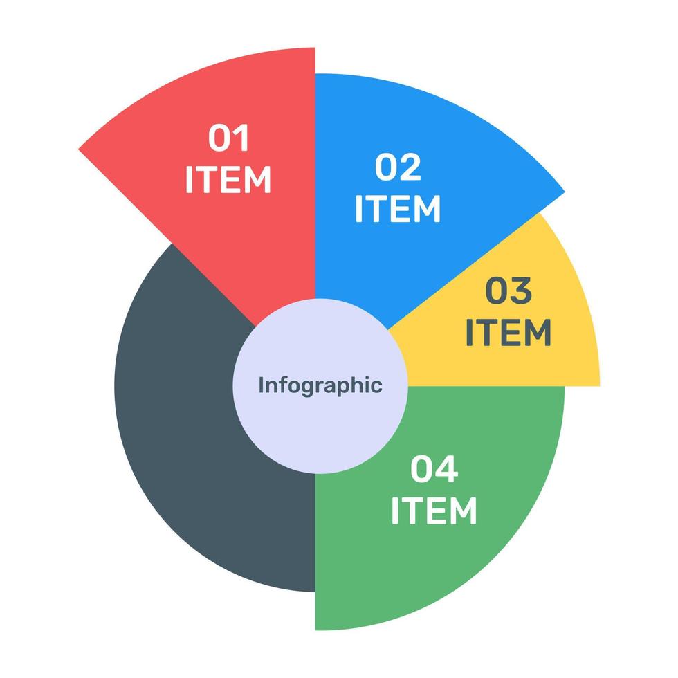 A modern infographic showing multi pie chart in flat icon vector