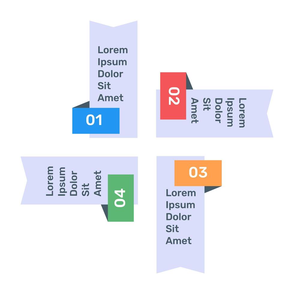 icono de infografía de etiquetas de paso en diseño plano vector