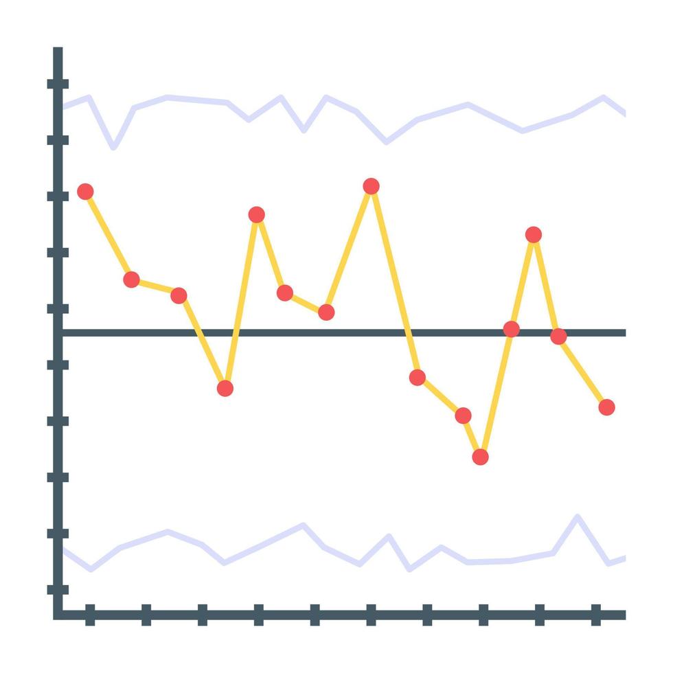 icono plano de gráfico de líneas, concepto de informe financiero vector