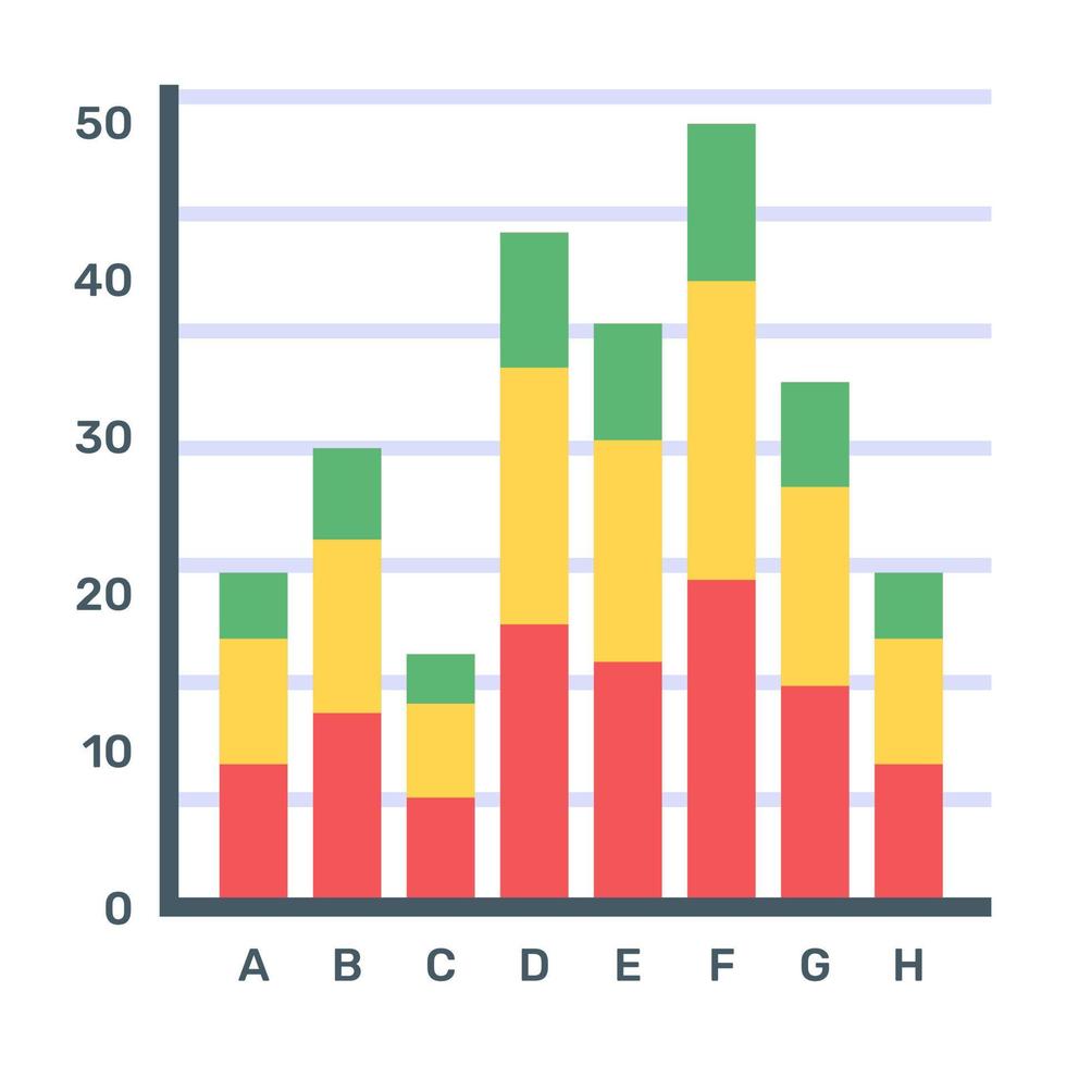 A flat editable icon of pareto analytics vector