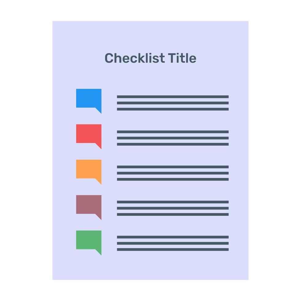A flat vector of checklist template, editable design
