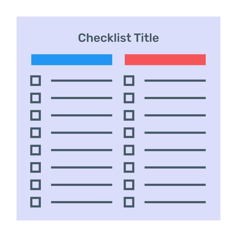 A flat vector of checklist template, editable design