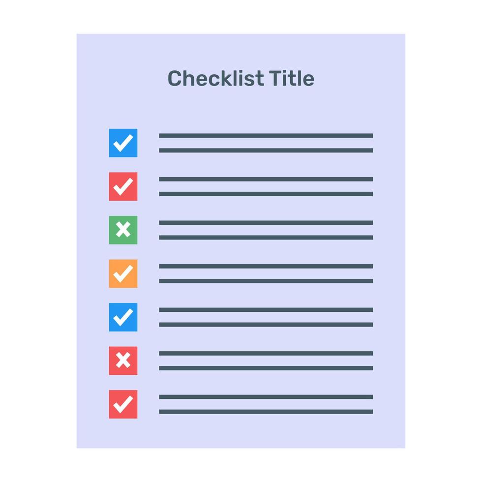 A flat vector of checklist template, editable design