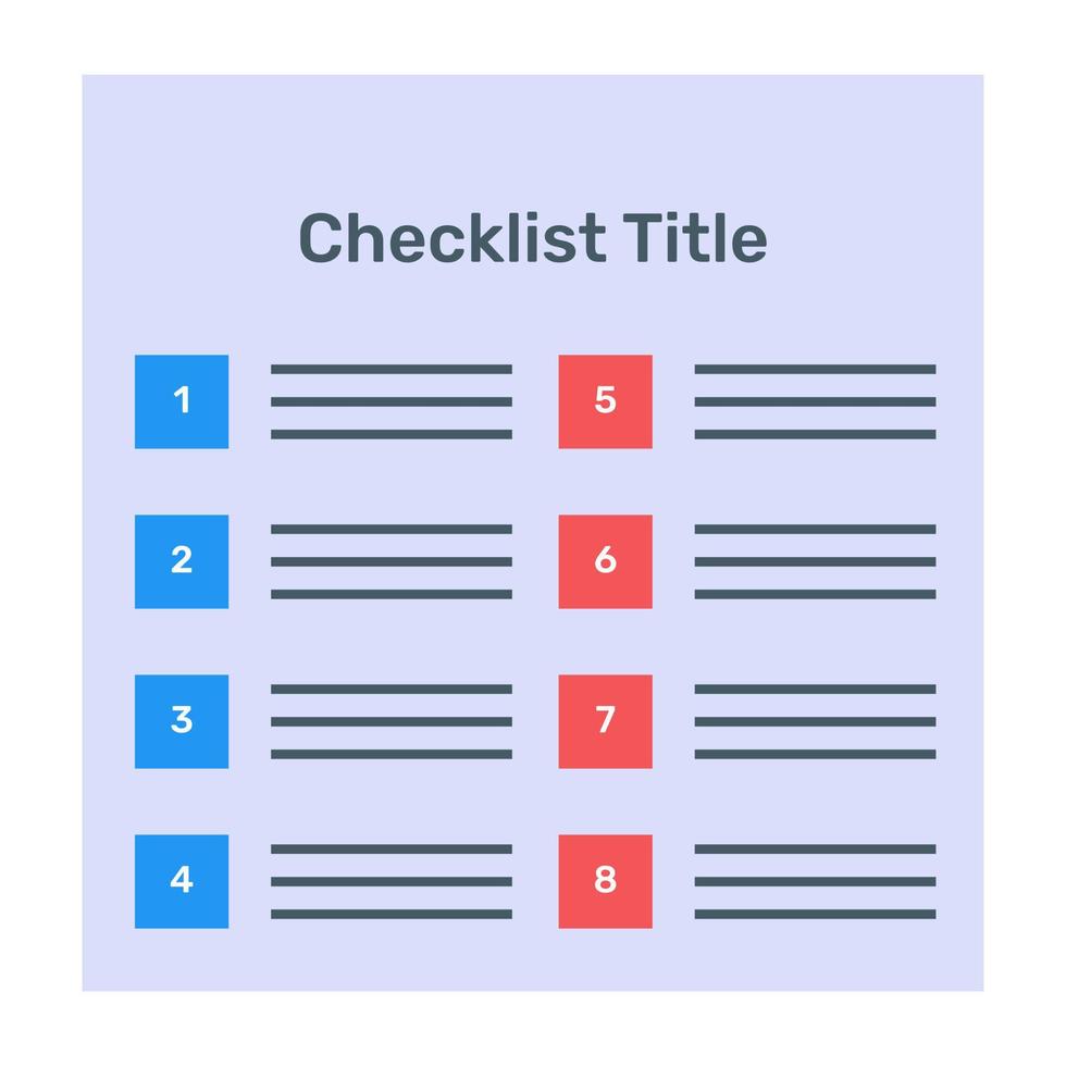 A flat vector of checklist template, editable design