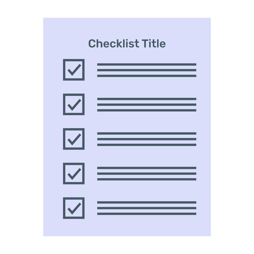 A flat vector of checklist template, editable design