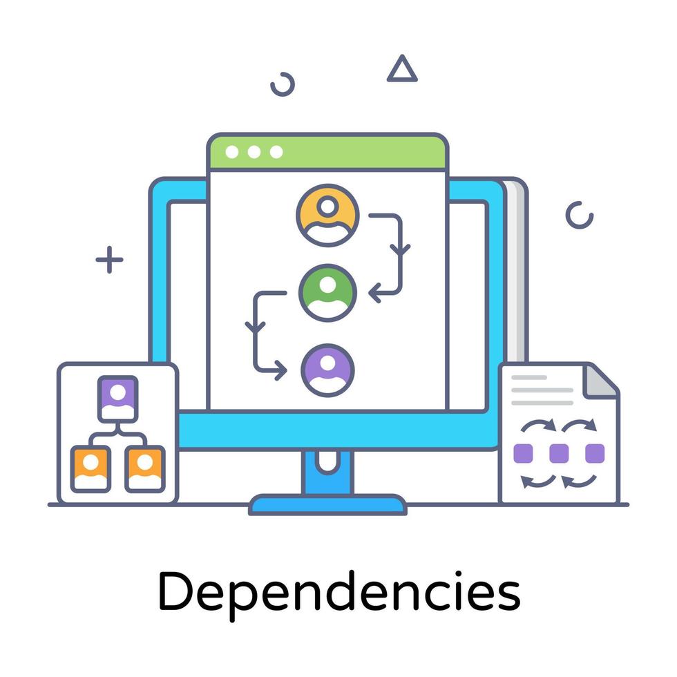 Icon design of dependencies, flat outline style 6206664 Vector Art at