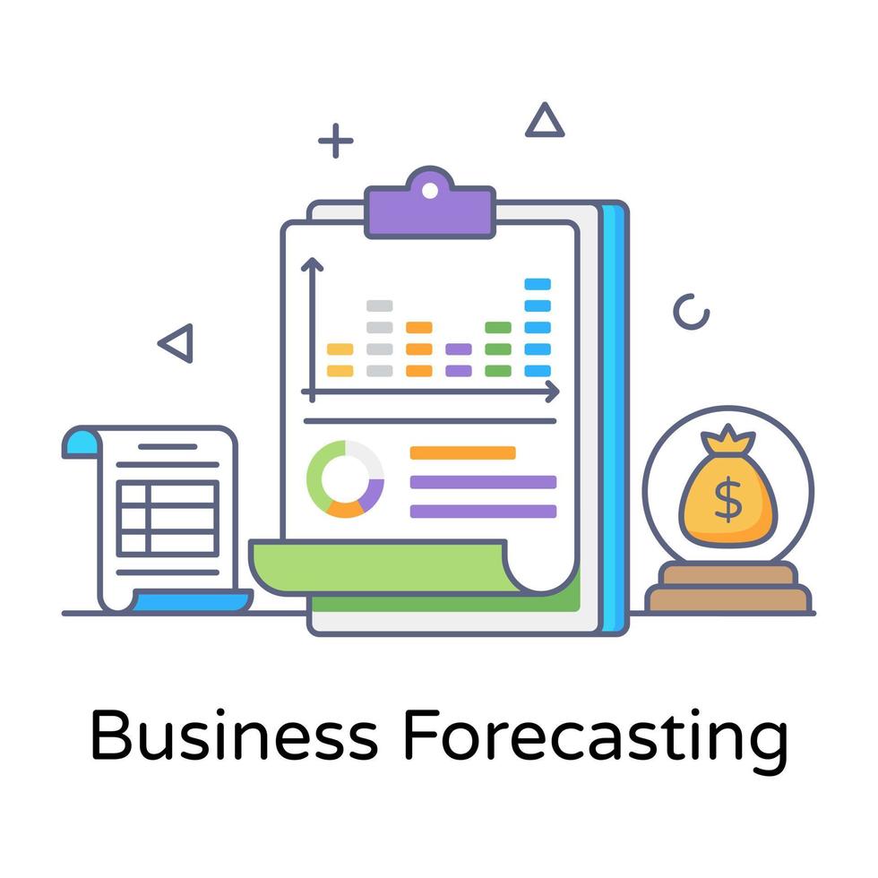 A colorful flat outline design of business forecasting icon vector