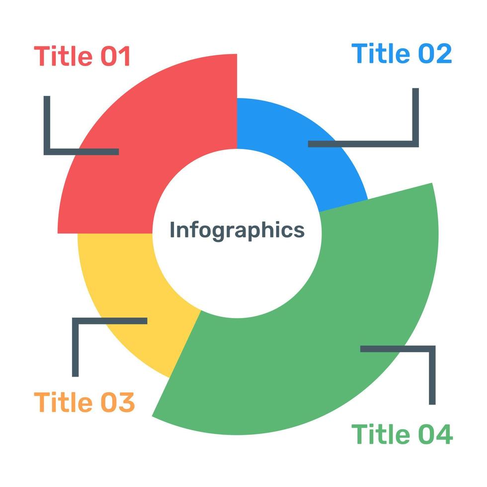 A modern infographic showing multi pie chart in flat icon vector