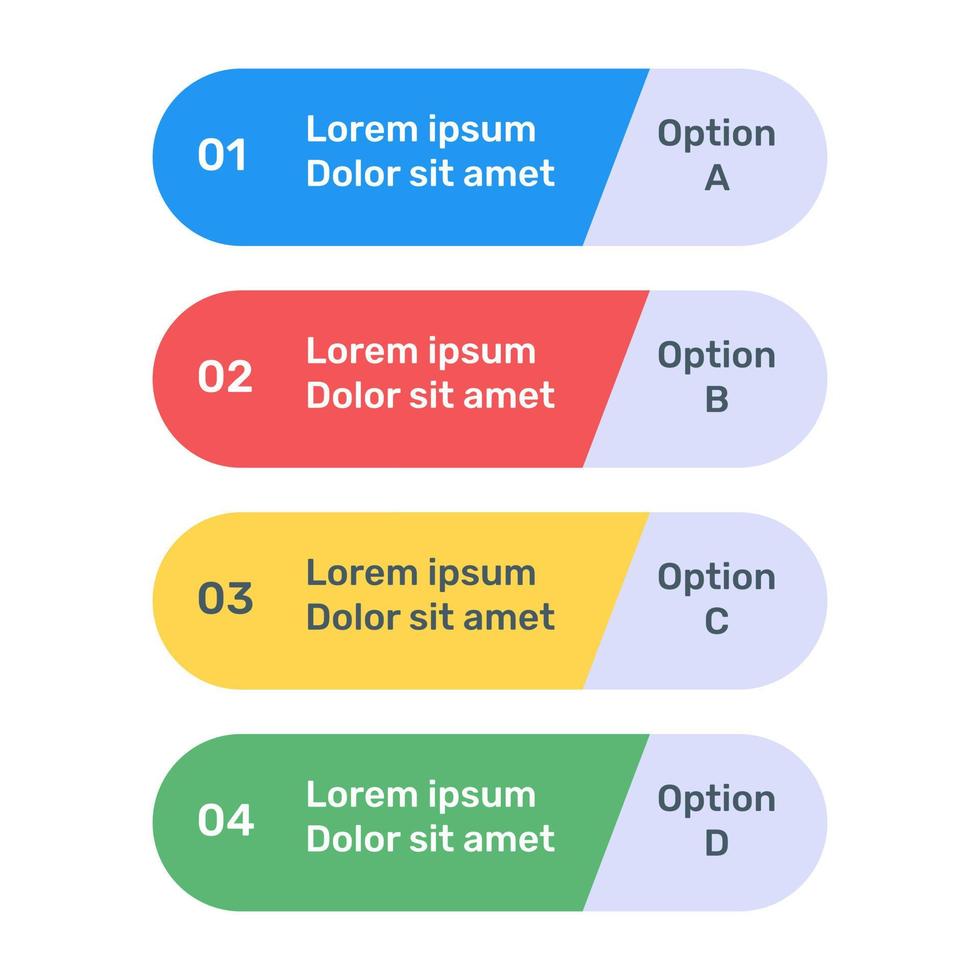 icono de infografía de etiquetas de paso en diseño plano vector