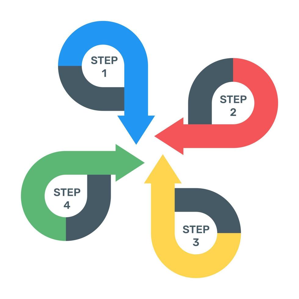 An arrows step infographic icon in flat design vector