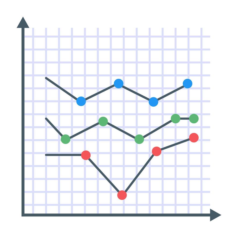 un icono plano de gráfico de líneas vector