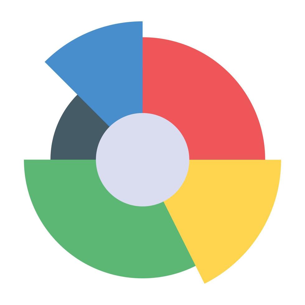 una infografía moderna que muestra un gráfico circular múltiple en un icono plano vector