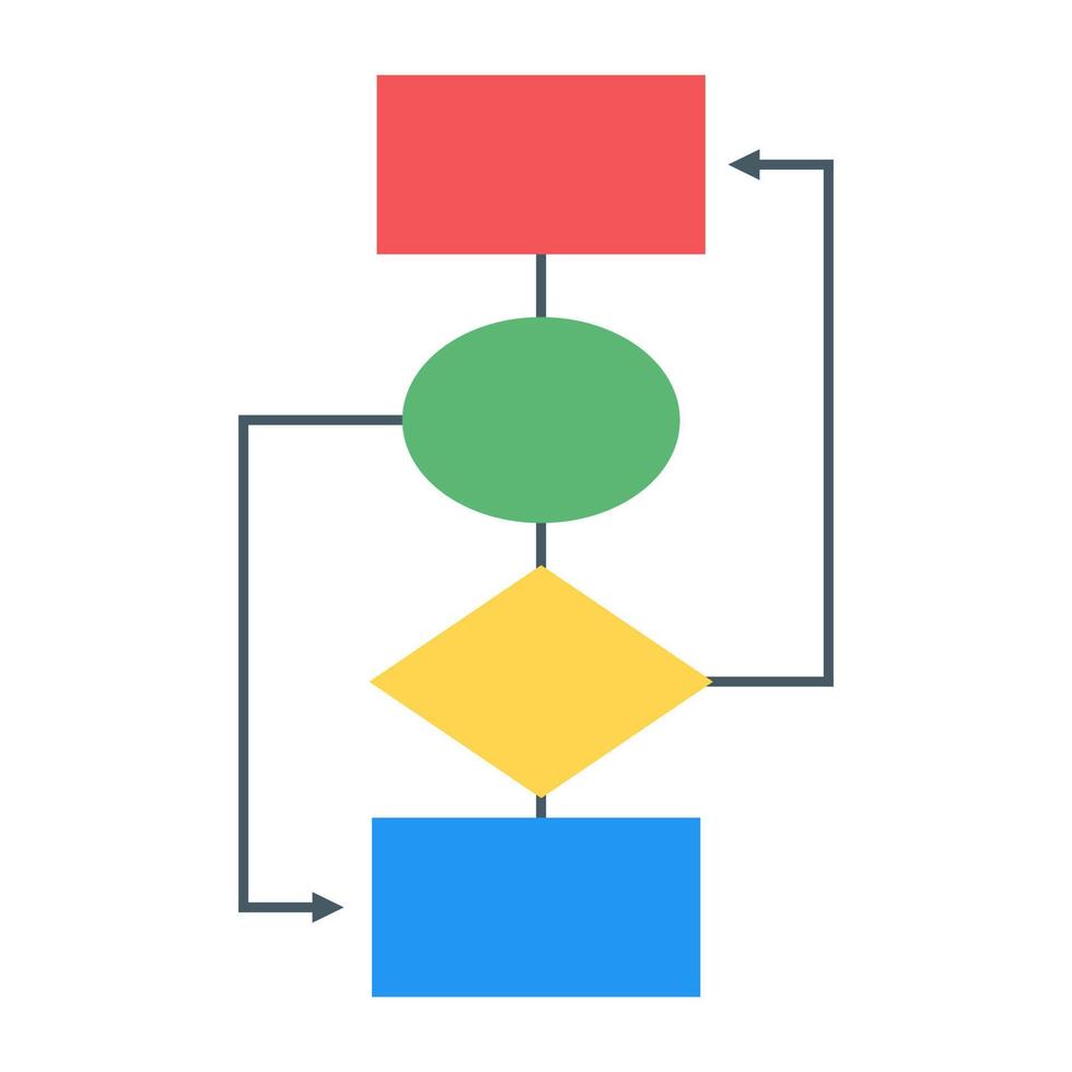 un icono moderno de infografía de diagrama de flujo en diseño plano vector