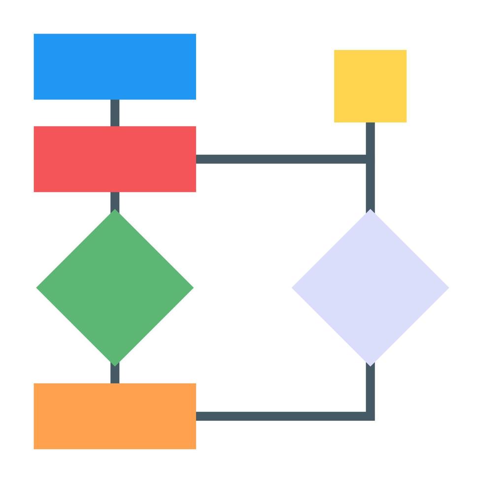 un icono moderno de infografía de diagrama de flujo en diseño plano vector