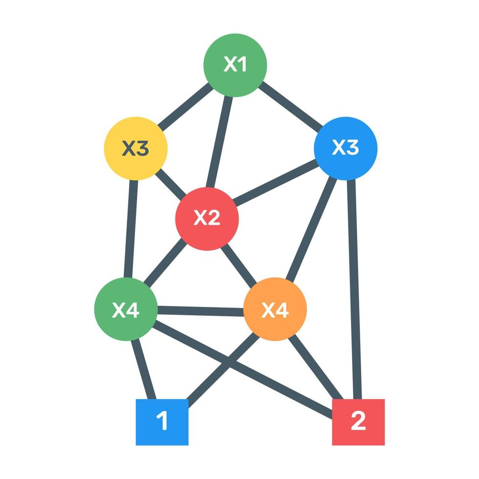 un icono de diagrama de árbol binario en diseño plano vector