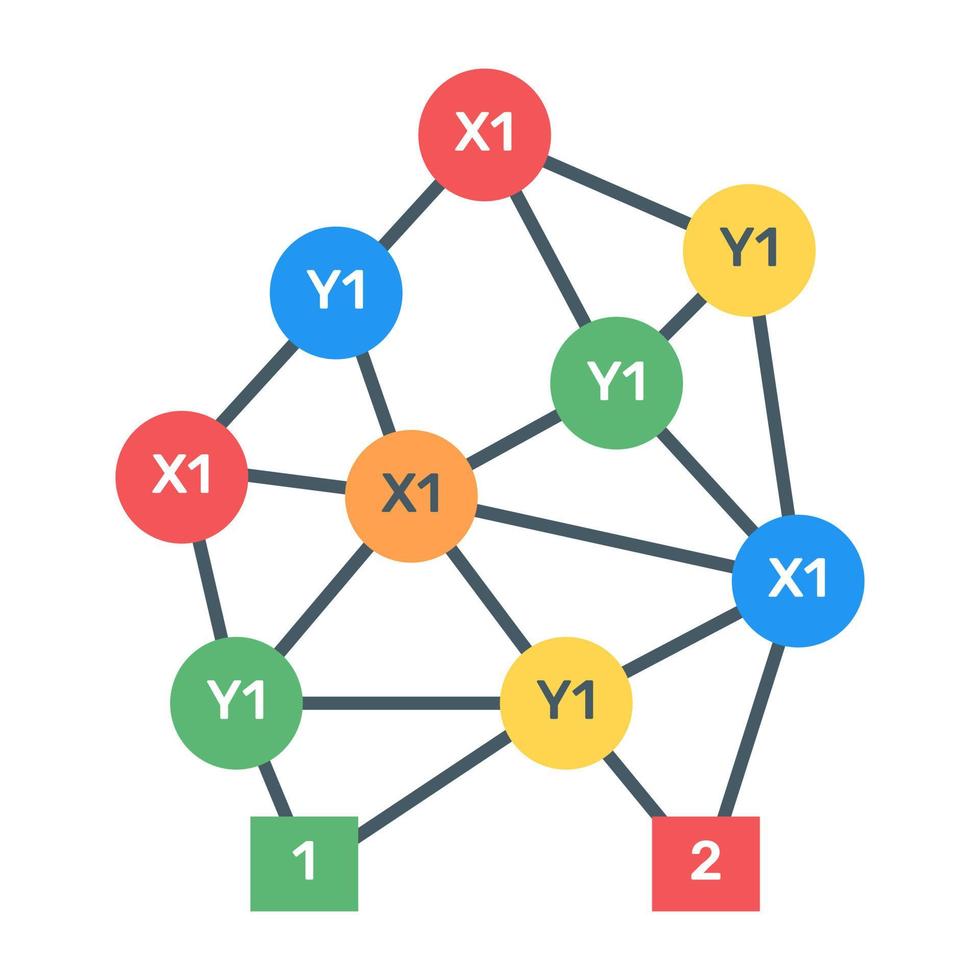 A binary tree diagram icon in flat design vector