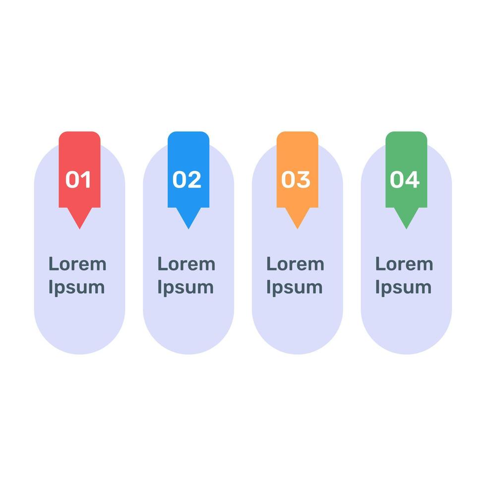 icono de infografía de etiquetas de paso en diseño plano vector