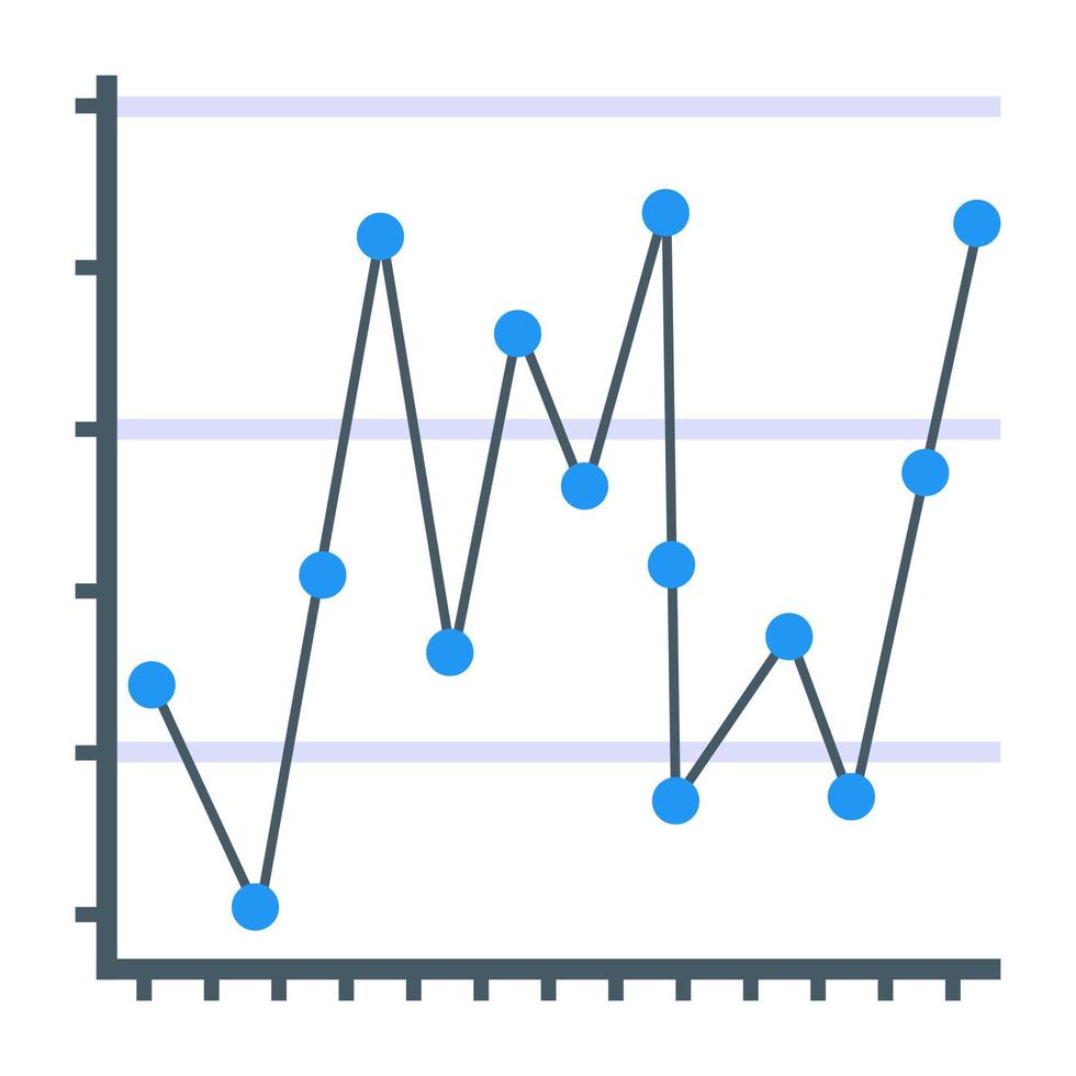 icono plano de gráfico de líneas, concepto de informe financiero vector