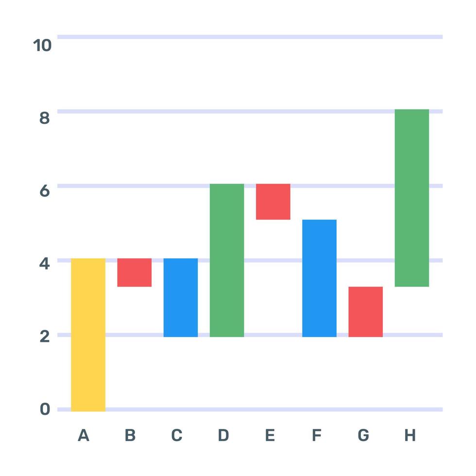 Download this editable flat icon of waterfall graph vector