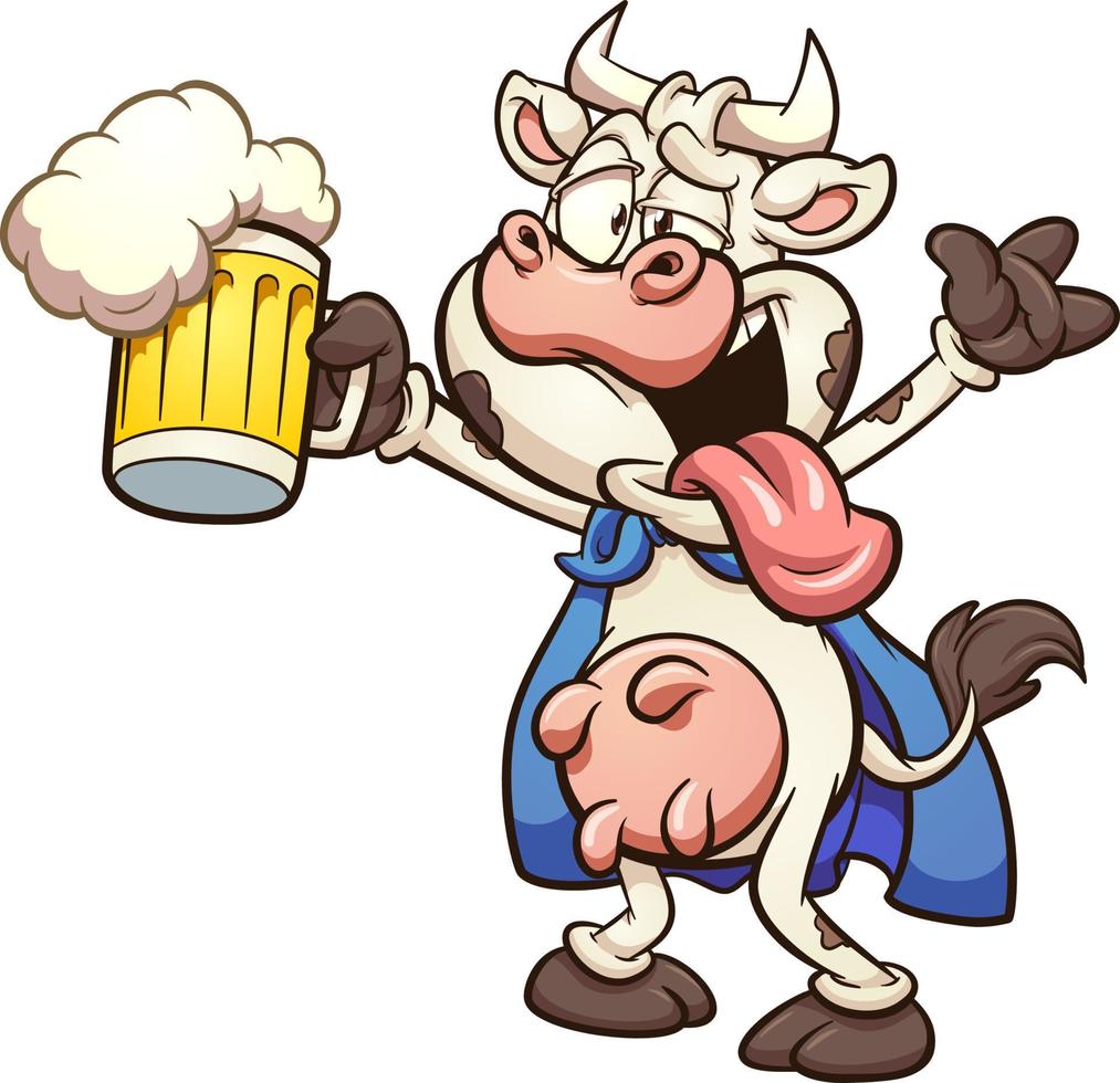 Drunk cartoon cow vector