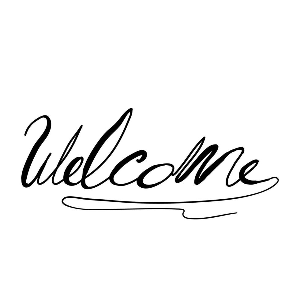 welcome lettering sign with doodle handdrawing style vector