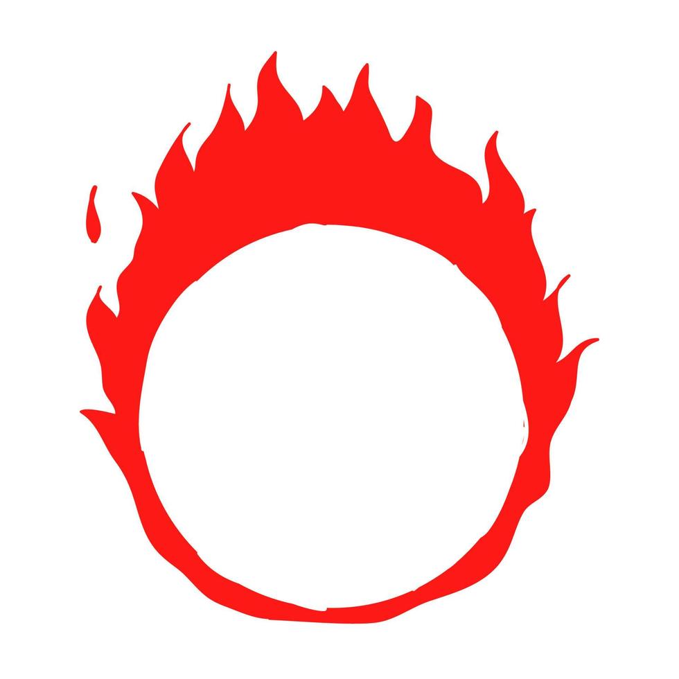 anillo de fuego dibujado a mano ilustración de llama ardiente estilo de dibujo vectorial vector