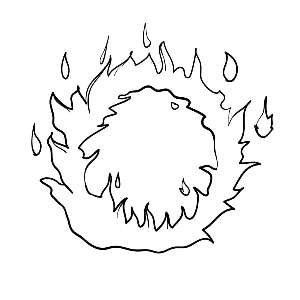 Fire ring handdrawn burning flame illustration vector doodle style