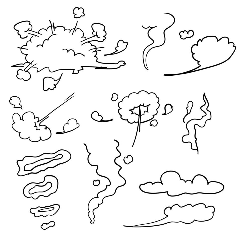 nube de humo de dibujos animados con vector de estilo manga