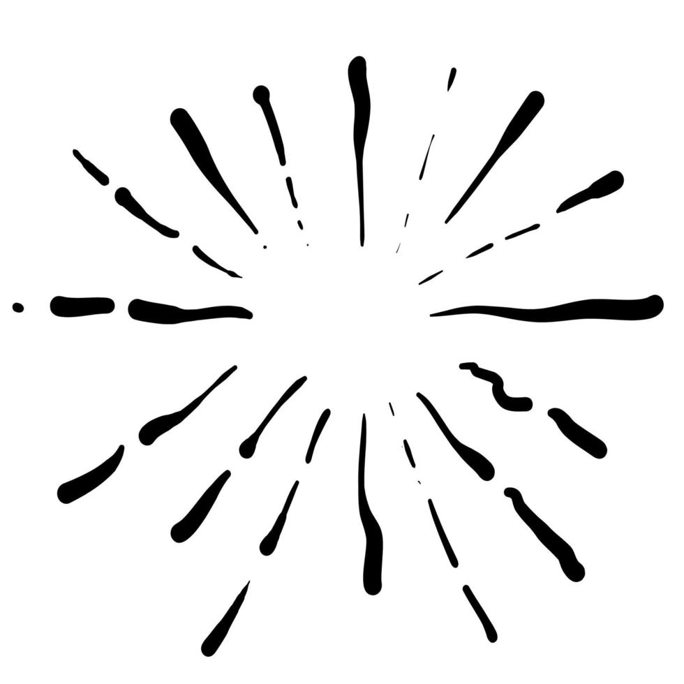 sunburst illustration vector with handdrawn doodle style