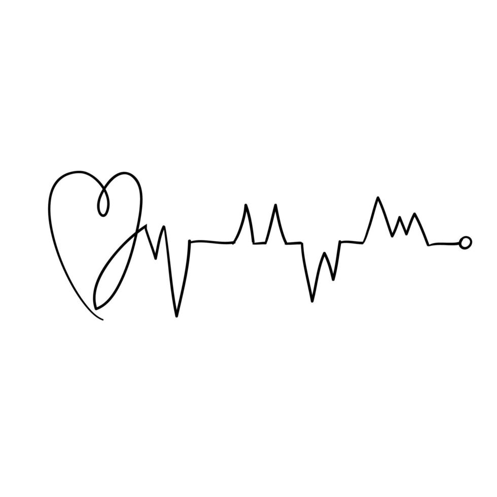 heart disease cardiogram.heartbeat line doodle illustration vector