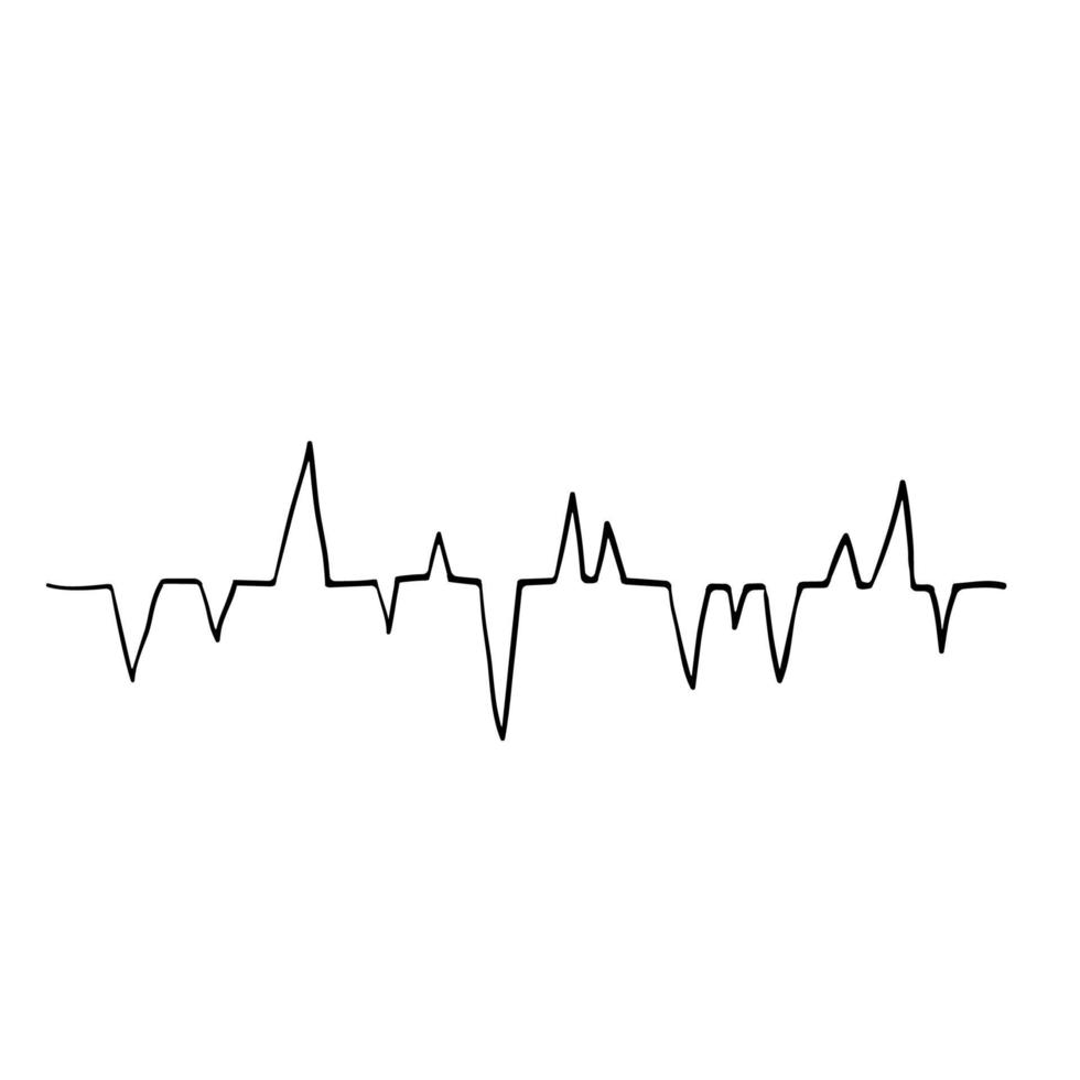 cardiograma de enfermedades del corazón. estilo de doodle de línea de latidos del corazón vector