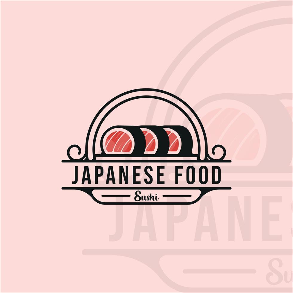rollo sushi logo vector ilustración plantilla icono diseño gráfico. signo o símbolo de comida japonesa para restaurante y café de negocios