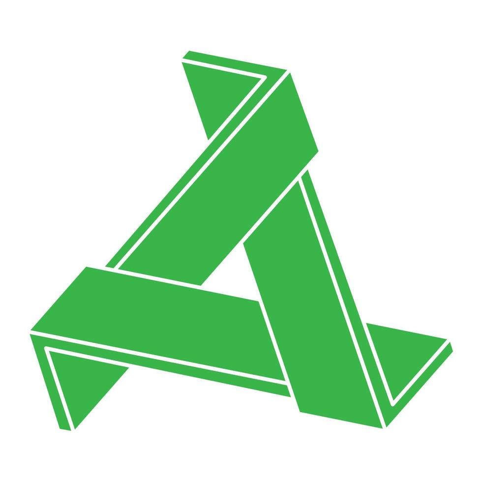 Impossible shapes, optical illusion triangle, vector. Optical art objects. Logo. Geometric figures. vector