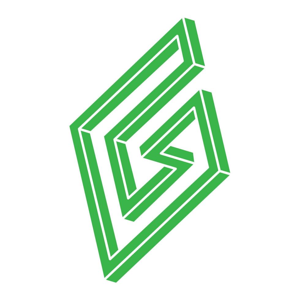 Impossible shapes, optical illusion, vector. Optical art green objects. Logo. Geometric figures. vector