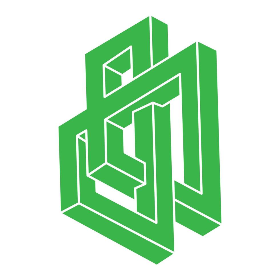 Illusion shape. 3d geometry object. Optical illusion figures. Sacred geometry logo. vector