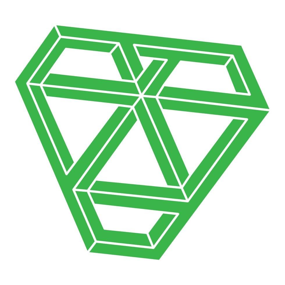 Impossible shape, optical illusion logo, vector. Optical art object. Geometric figure. vector