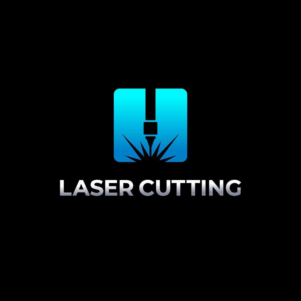 Laser cutting logo with blue color style vector