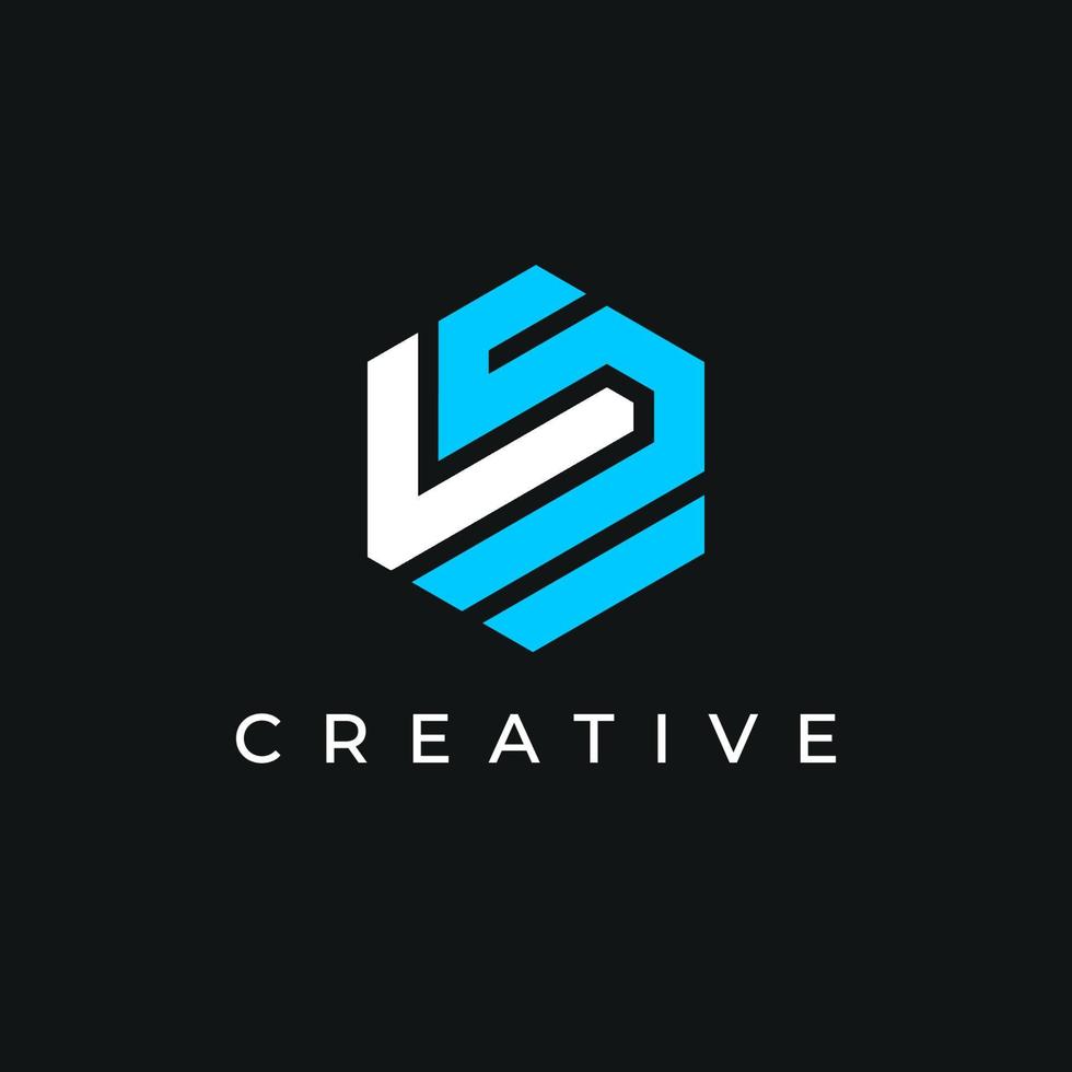 Letter LS logo design template with blue and white color icon vector