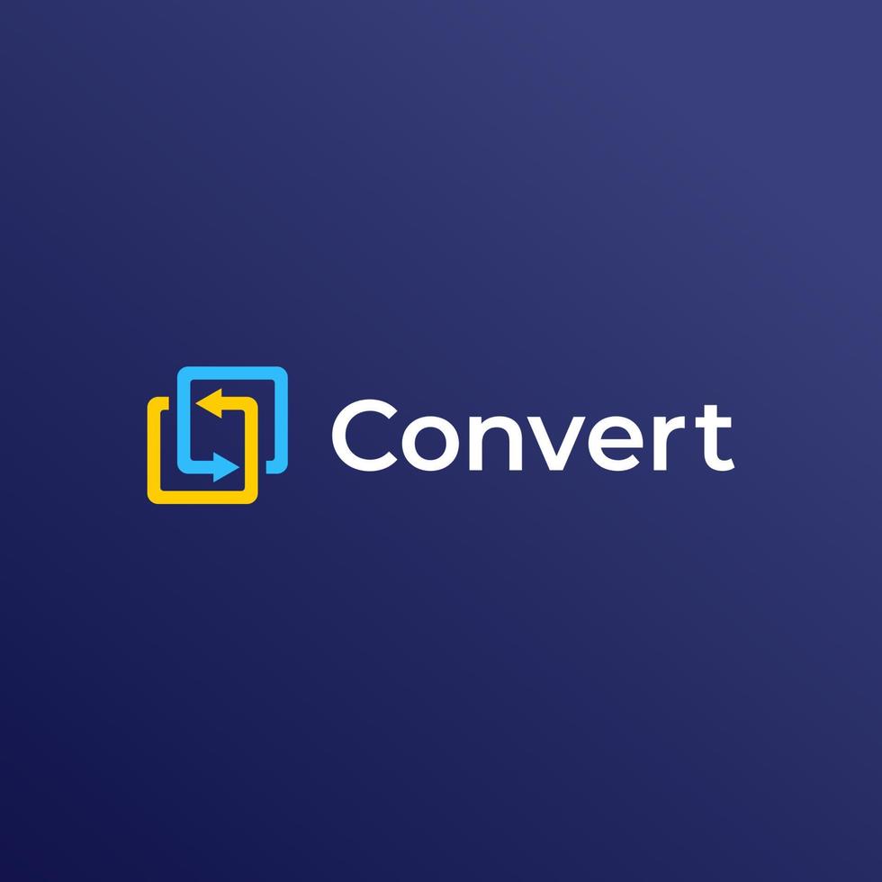 Converter logo with the arrow icon vector
