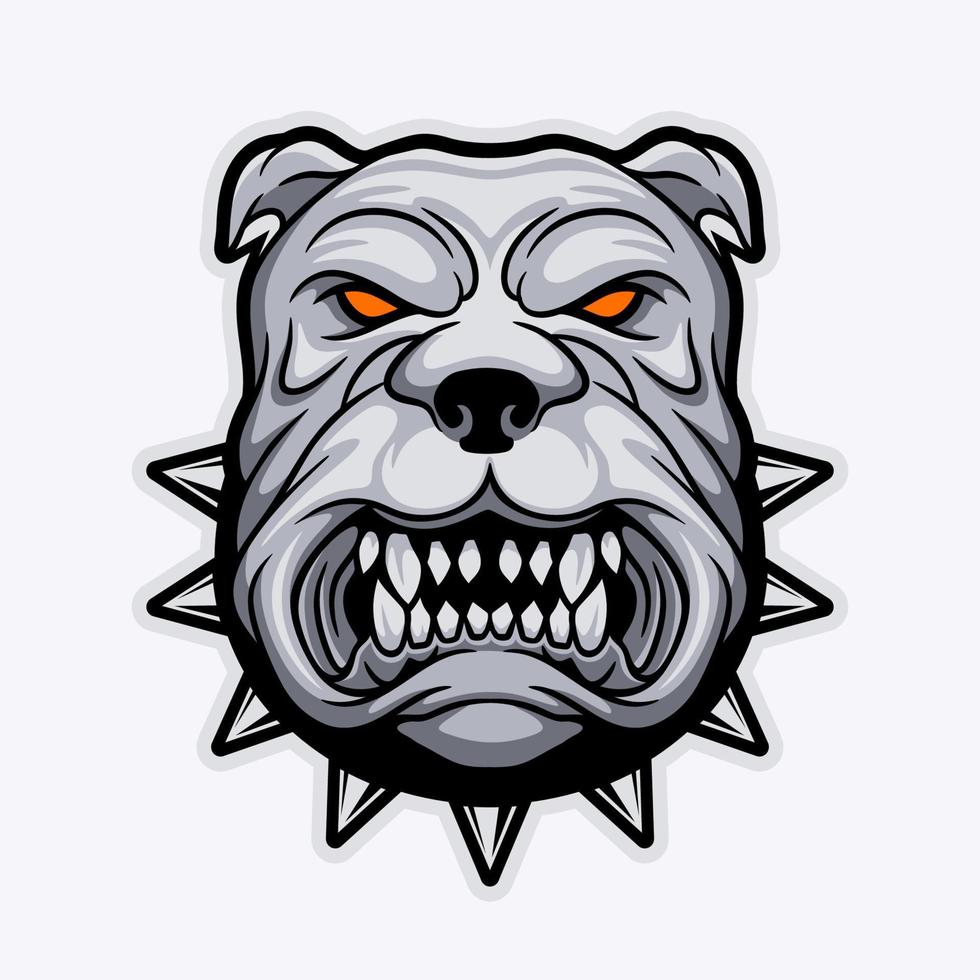 Angry bulldog, with gray and black color using spike accessories vector